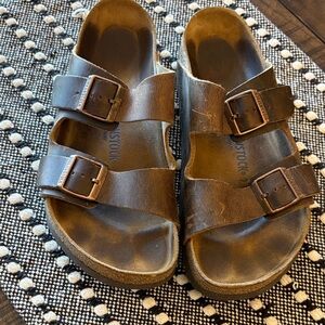 Birkenstock Men's Brown Double Buckle Sandals - Size 45 (US 12-12.5)